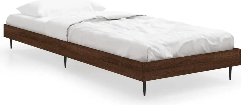 vidaXL barna tölgy színű szerelt fa ágykeret matrac nélkül 75x190 cm