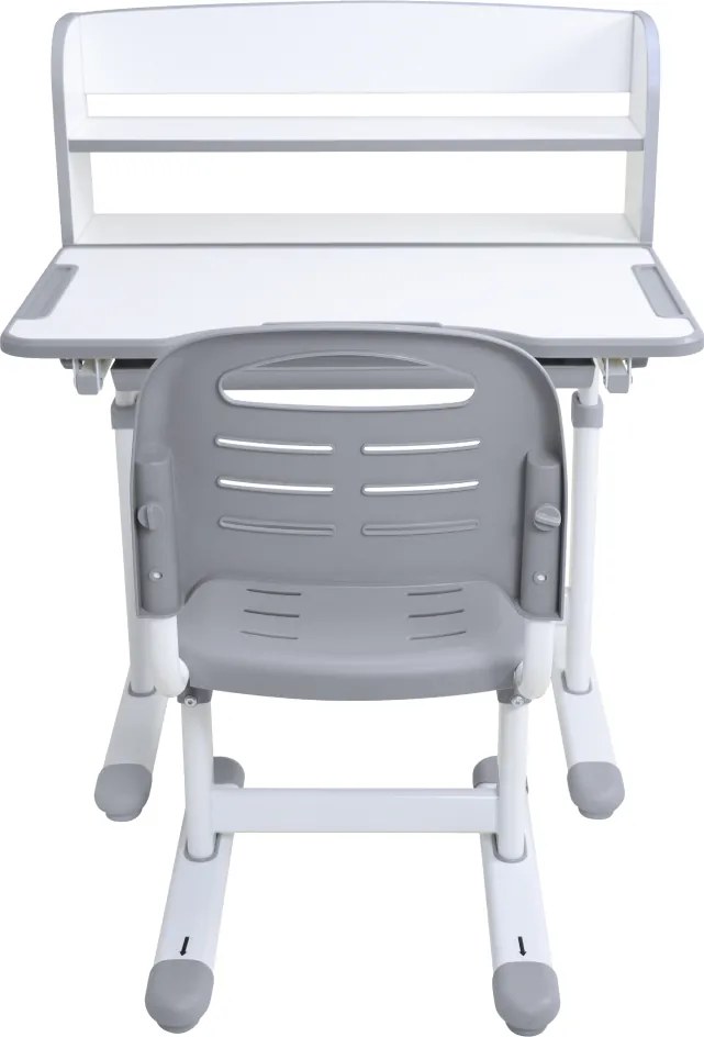 Növekvő íróasztal és szék, szürke/fehér, set ZION