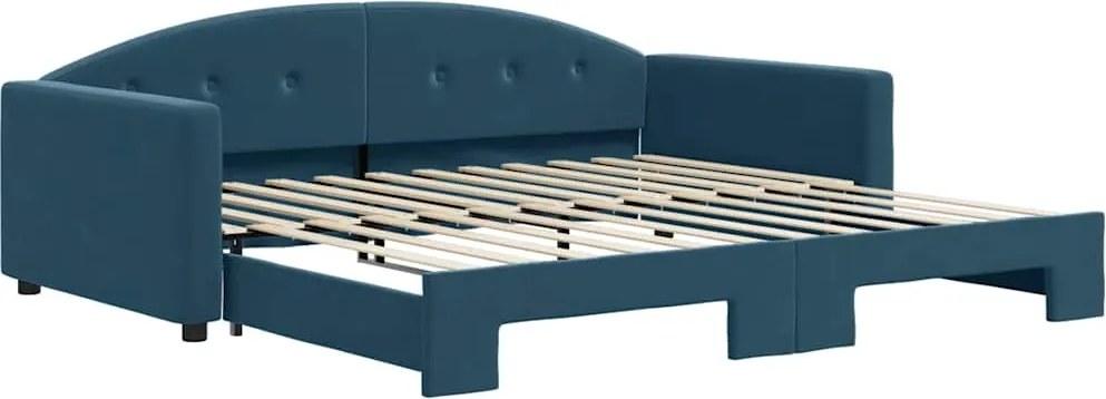 vidaXL kék kihúzható bársony heverő 100 x 200 cm