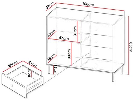Komód Probazzo 1D4SZ (fekete + arany) . 1103668