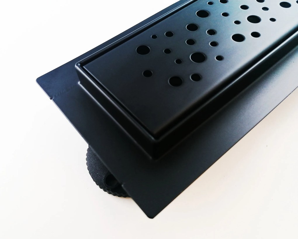 Lineáris zuhanyfolyóka 60 cm alacsony beépítés 52 mm Csepp mintás Fekete