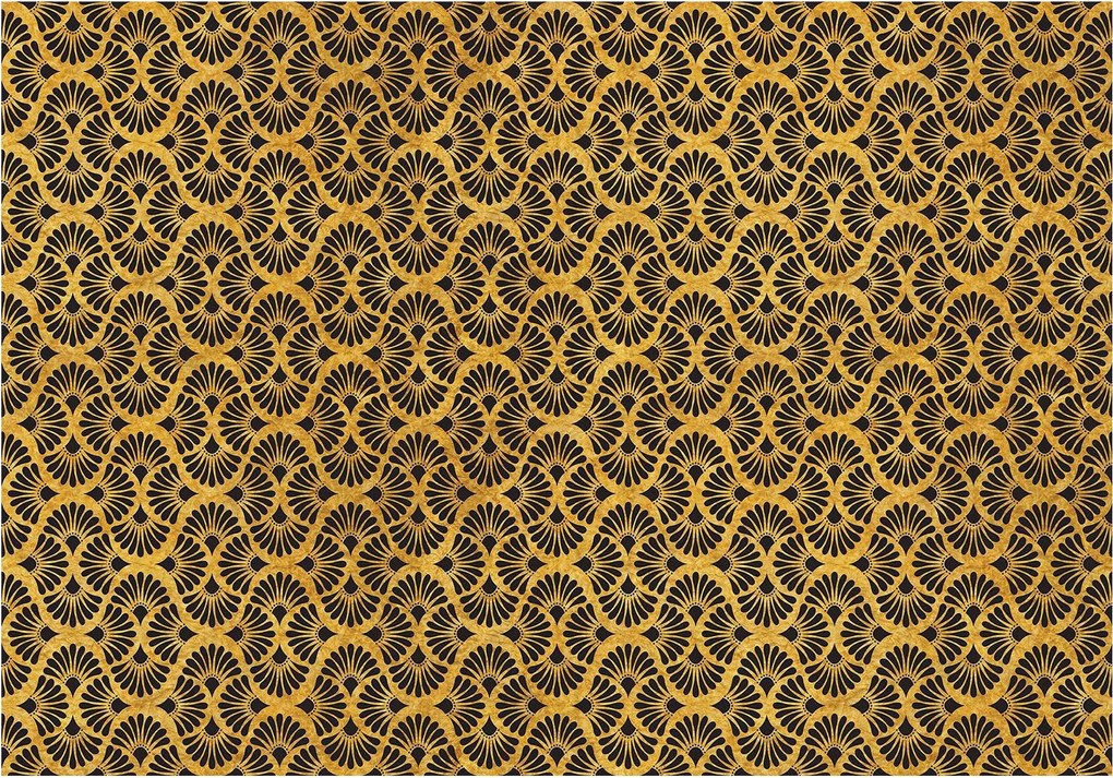 Tapéta Arany legyezők luxus geometria fekete alapon 254x184 vinil +ragasztó