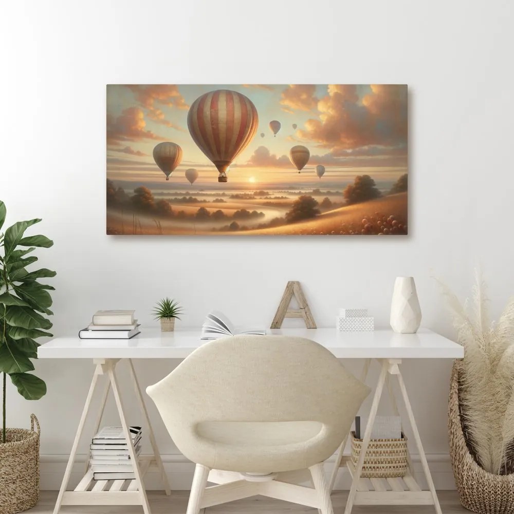 Kép naplemente ballonokkal