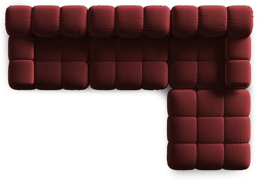 Piros bársony sarokkanapé Bellis – Micadoni Home