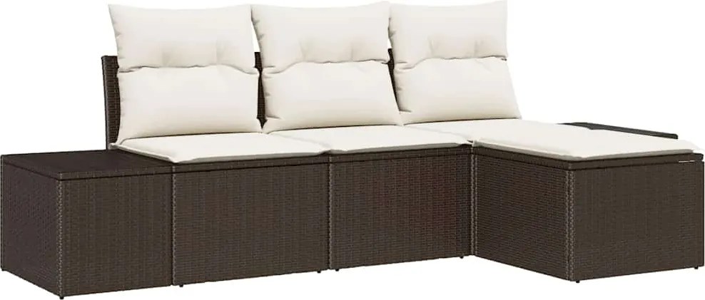 vidaXL Kerti Kanapé Szett párnával 4 pcs Barna polirattan
