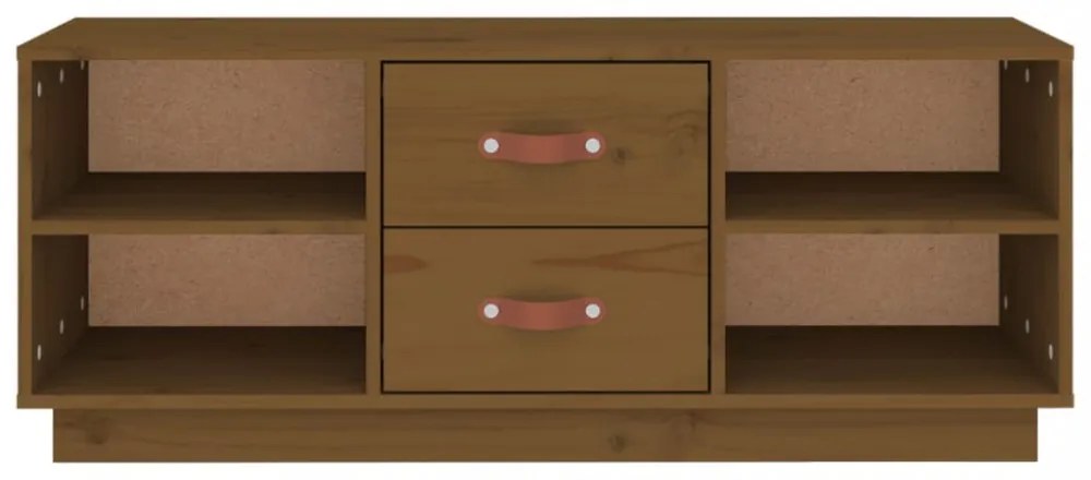 mézbarna tömör fenyőfa TV-szekrény 100x34x40 cm