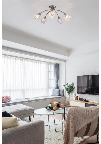 Searchlight 11525-5SN - Felületre szerelhető csillár ASTRAL 5xG9/33W/230V matt króm