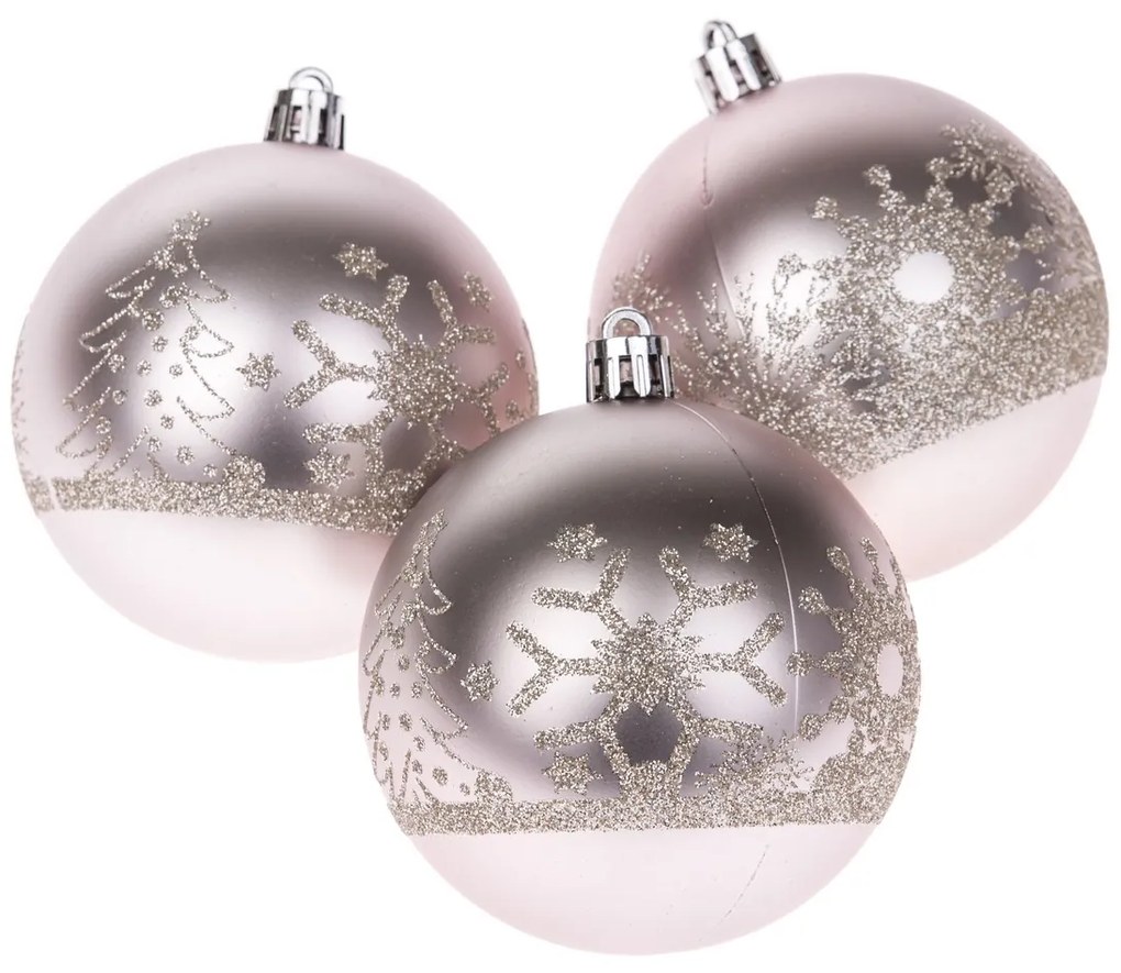 Karácsonyi díszek szett Silver 8 cm, 3 db