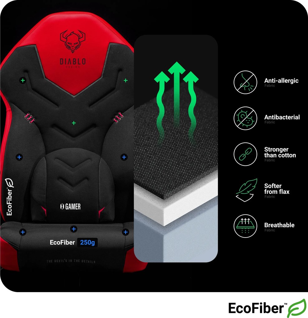 Gamer szék műbőr Normal Size, piros-fekete: Diablo X-Gamer 2.0 Deep Red