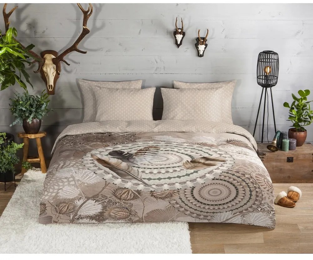 Barna egyszemélyes flanel ágyneműhuzat 140x200 cm Ringhda – HIP