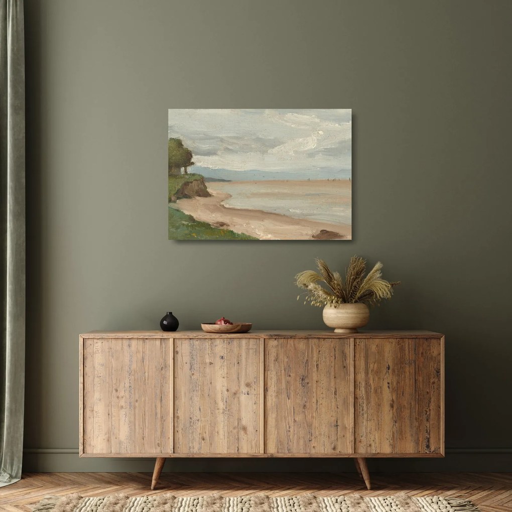 Üveg kép - Jean-Baptiste-Camille Corot, Beach Near Etretat, reprodukciók (70x50 cm)
