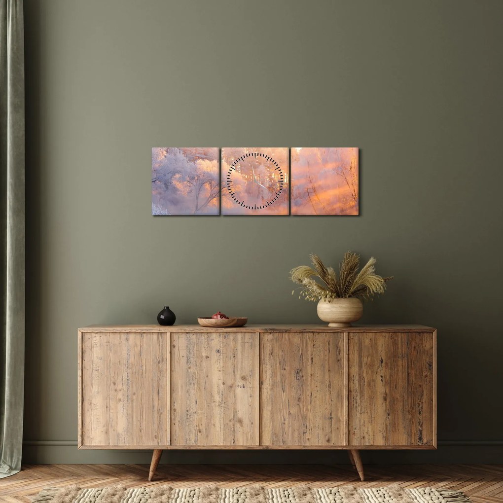 Kép - fagyos hajnal (órával) (90x30 cm)