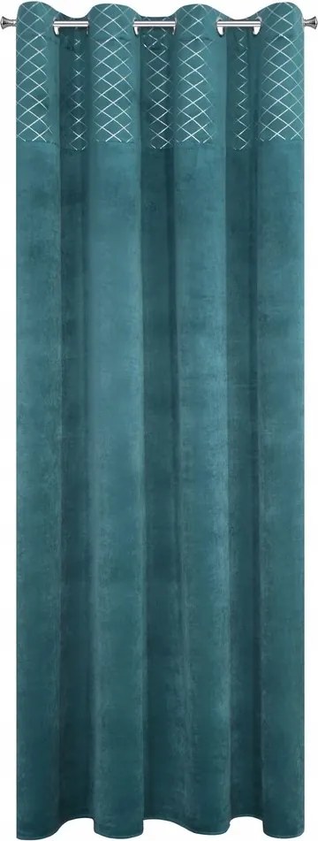 Függöny 140x250 türkiz ezüst rombusz mintás