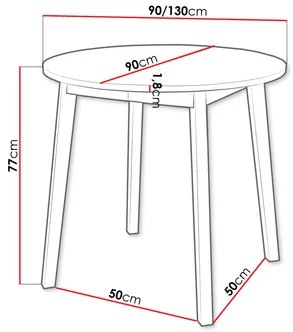 Széthúzható étkezőasztal 90 cm Kertare S 90 (arany craft tölgy + fekete) (2-4 személy részére). 1105355