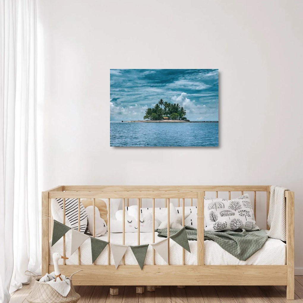 Kép - sziget a tengeren (üvegen) (70x50 cm)