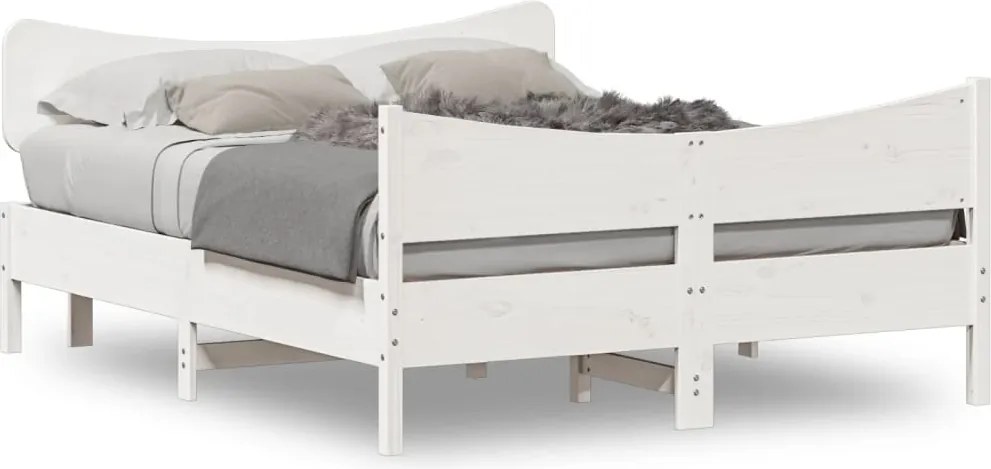 vidaXL fehér tömör fenyőfa ágy matrac nélkül 140x190 cm