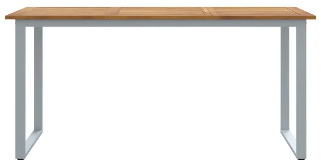 Kültéri Étkezőasztal Szürke 160x80x75 cm Acél és Szilárd Akácfa