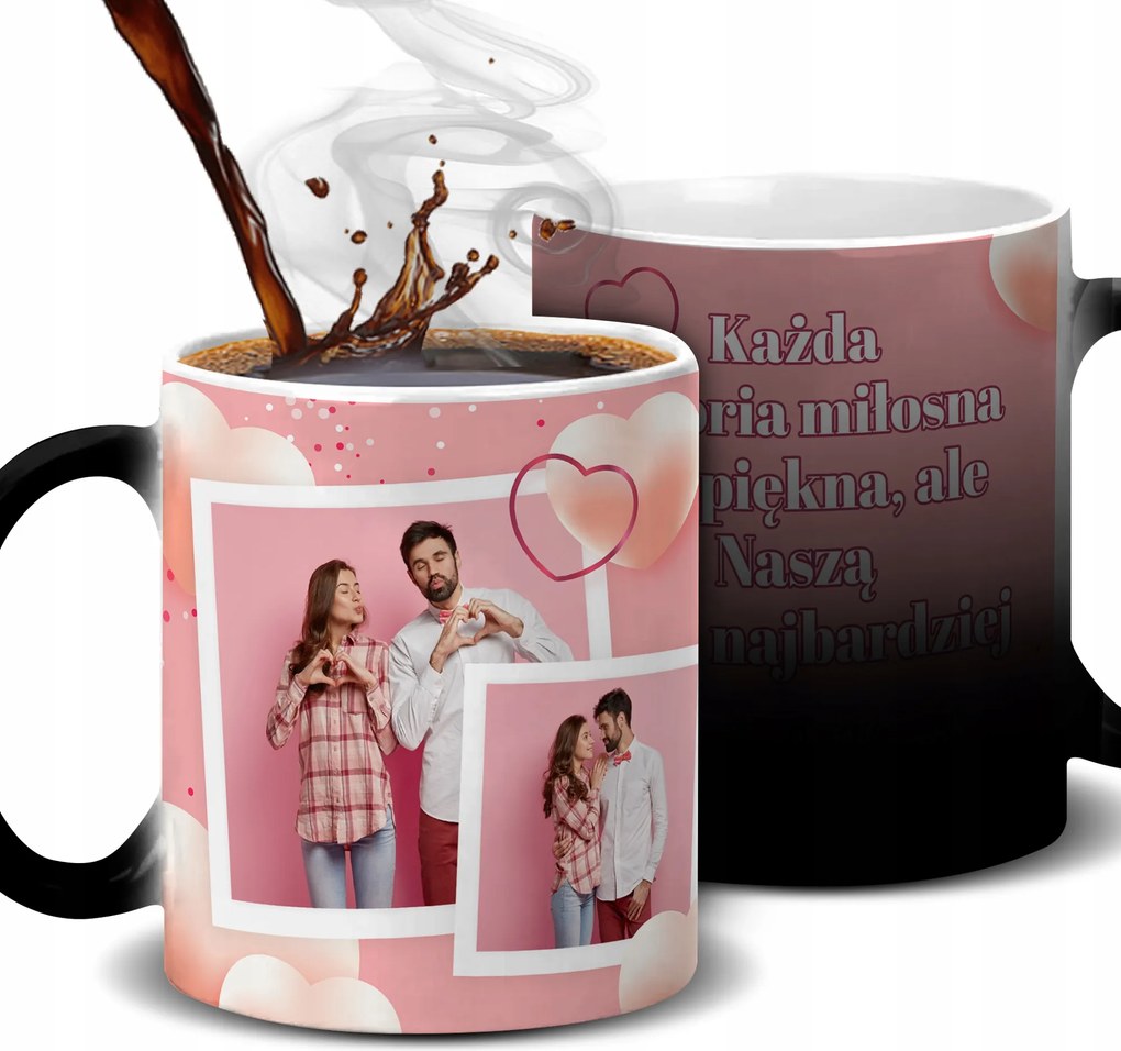 Mágikus Bögre Magic Mug Ajándék Valentin Napra Saját Fotó Név Kreátor