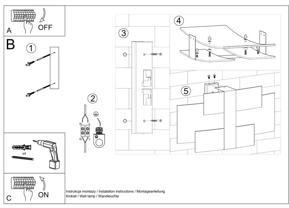 Fehér fali lámpa Marett – Sollux