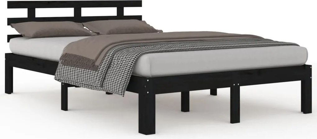 vidaXL fekete tömör fa ágykeret 200x200 cm