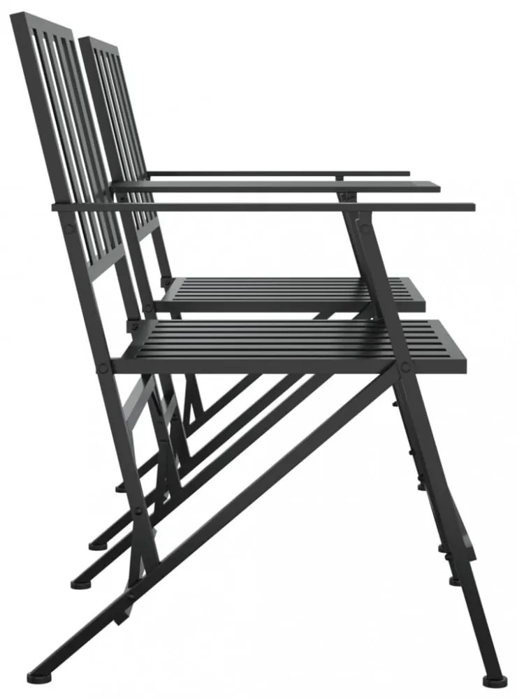 kétszemélyes fekete acél összecsukható kerti pad 137 cm