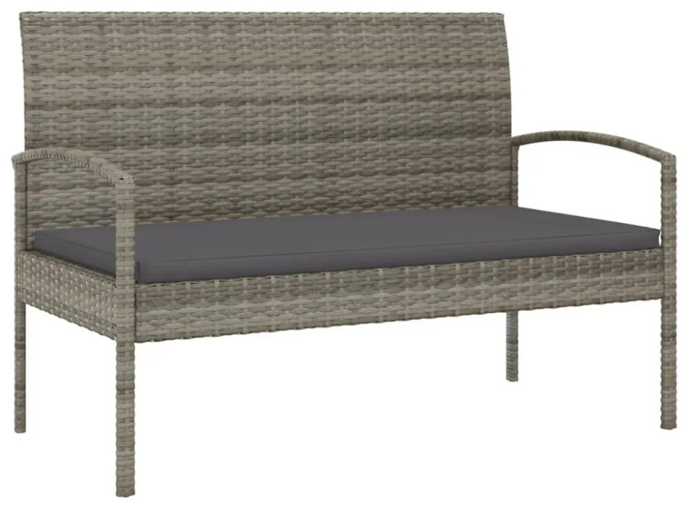 szürke polyrattan kerti pad párnával 105 cm