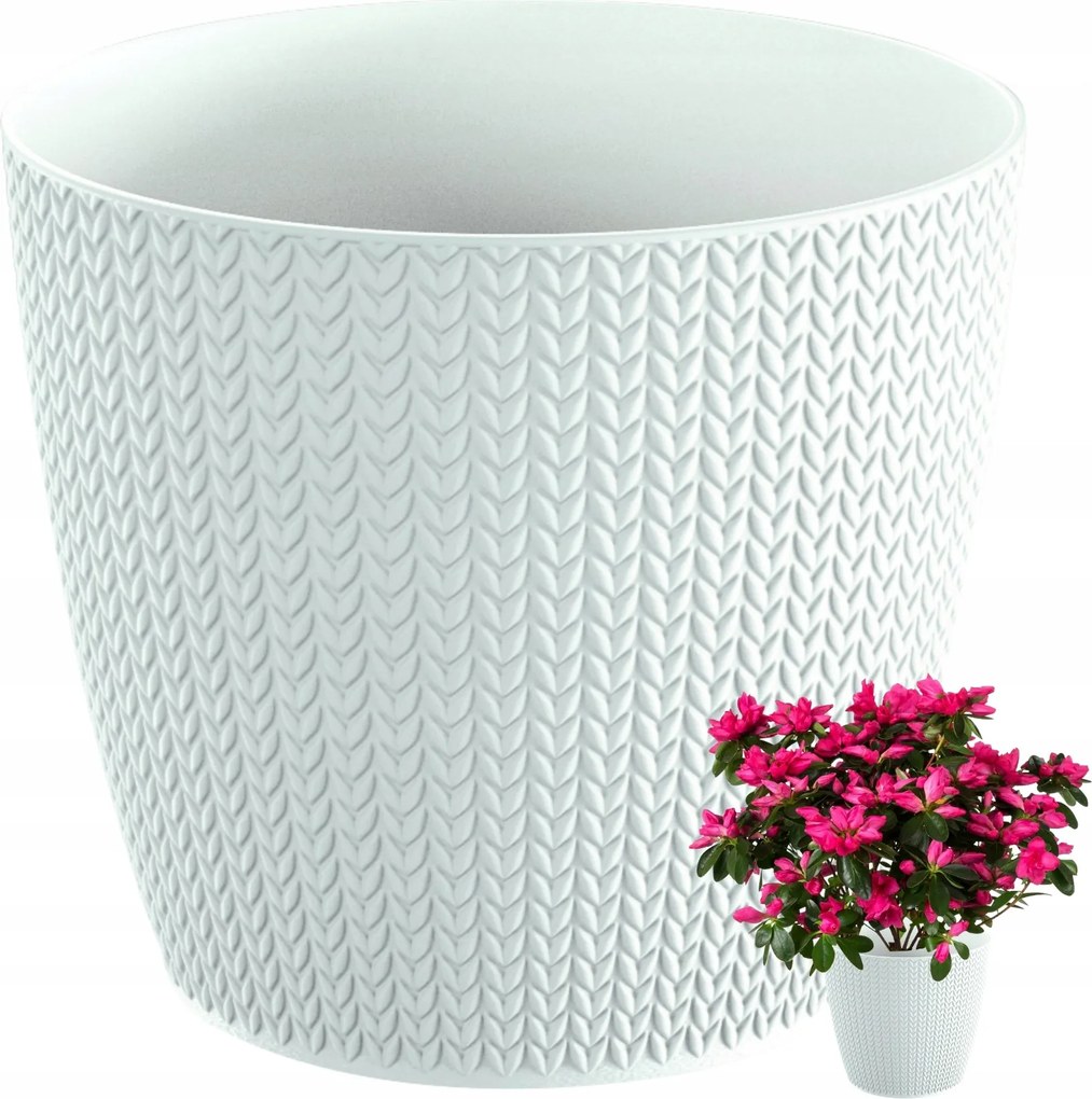 Műanyag Virágtartó 19cm Fehér 3,5L Wheaty Állvánnyal Lengyel Termék