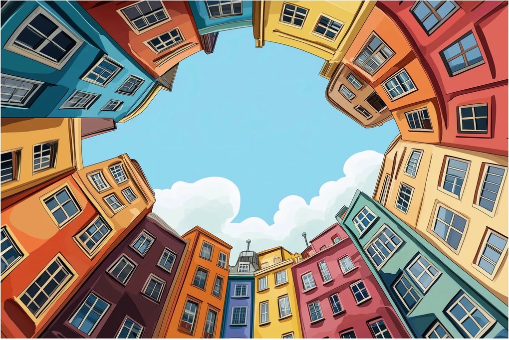 Kép - Házak között (90x60 cm)
