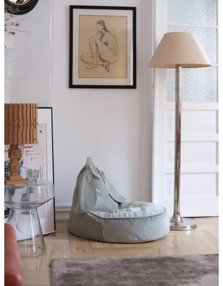 Mentazöld bársony gyerek babzsákfotel Bunny – Wigiwama