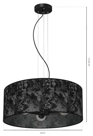 Csillár zsinóron SATINO 3xE27/60W/230V fekete/szürke