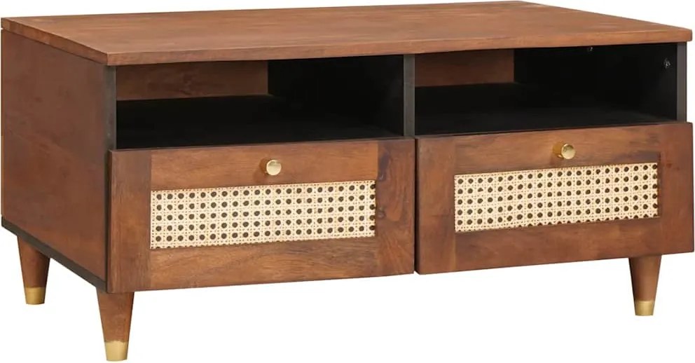 vidaXL Dohányzóasztal fiókkal 80 x 54 x 40 cm Tömör Mangófát