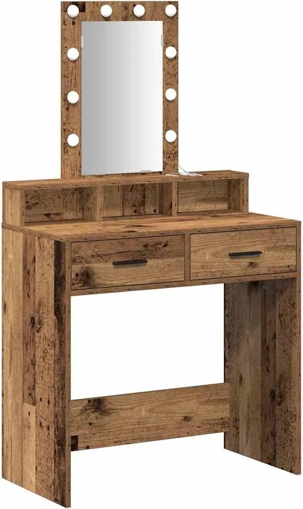 vidaXL Öltözködőasztal fiókkal tükörrel Barna 79 x 41 x 140 cm Faanyag