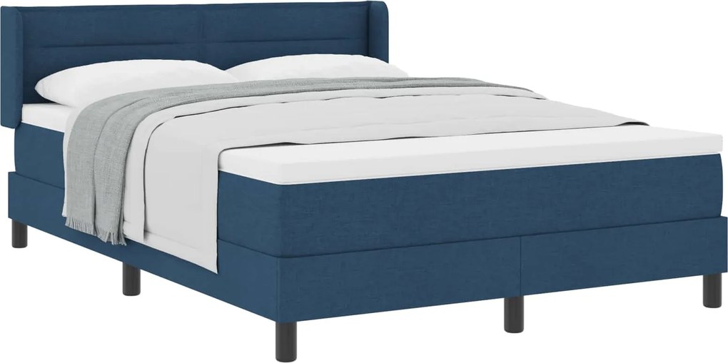 vidaXL Boxrugós ágy matracmal fejtámlával Kék 190 x 140 cm Poliészter