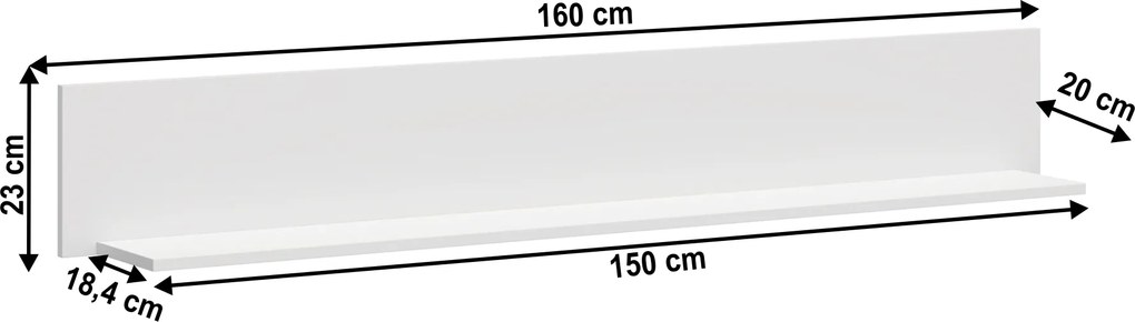 Polc 160, fehér, OLJE