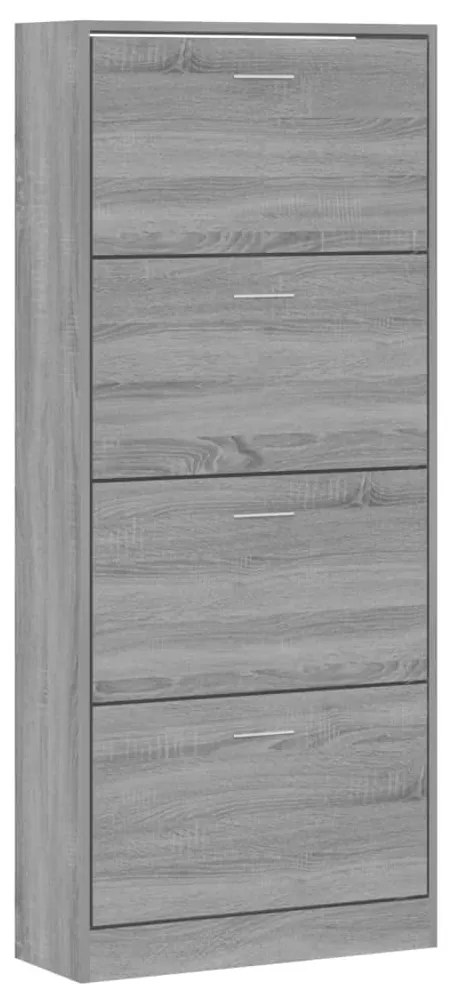 szürke sonoma színű szerelt fa cipősszekrény 63x24x147 cm