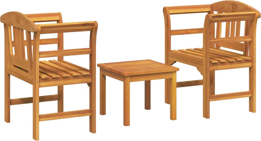 vidaXL Kerti rózsa fotel szett 3 pcs Tömör Akácfa