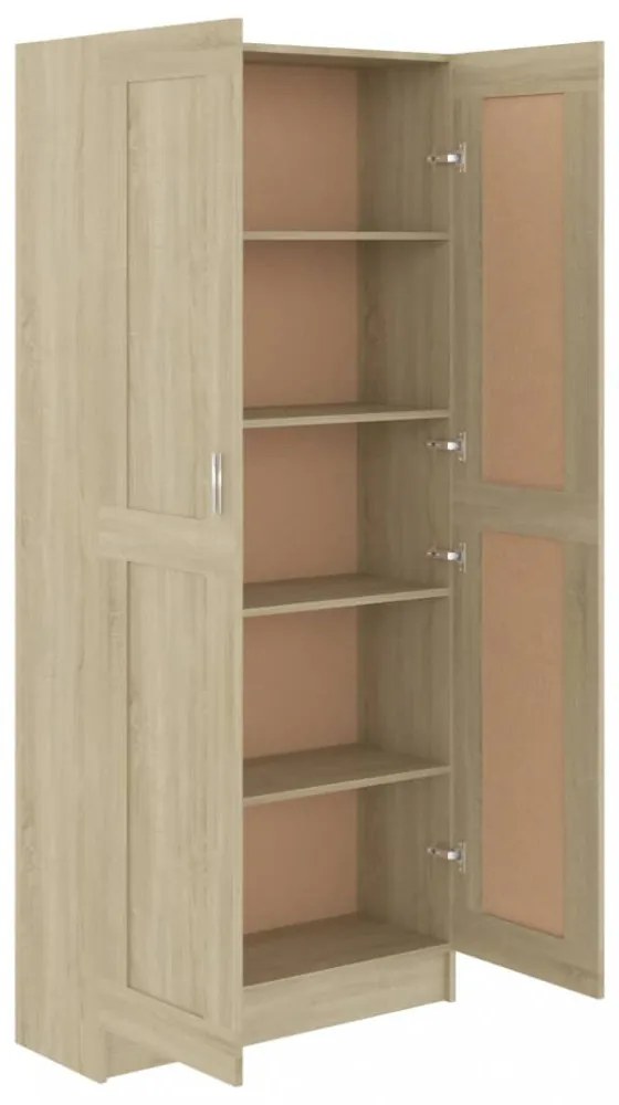 sonoma tölgy színű szerelt fa könyvszekrény 82,5x30,5x185,5 cm