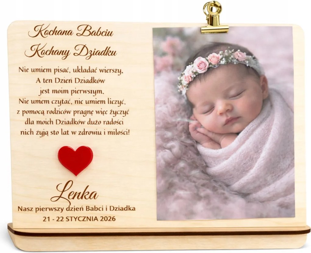Ajándék a nagymama és a nagypapa első napjára fa keret személyre szabható