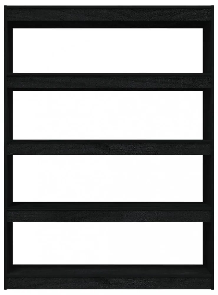 fekete tömör fenyőfa könyvszekrény/térelválasztó 100 x 30 x 135,5 cm