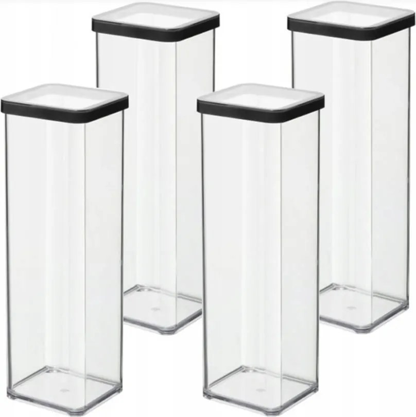 Rotho 4 Db-os Ételtároló Szett Ömlesztett Áruk 2L Fekete Loft