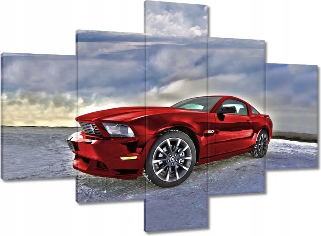 Vászonkép 100x70 Piros Mustang Hó