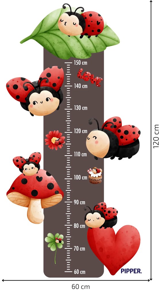 PIPPER. Textil falmatrica "Gyermek mérő - Katicabogarak"