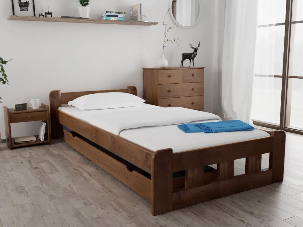 Naomi magasított ágy 120 x 200 cm, tölgyfa Ágyrács: Léces ágyrács, Matrac: Somnia 17 cm matrac