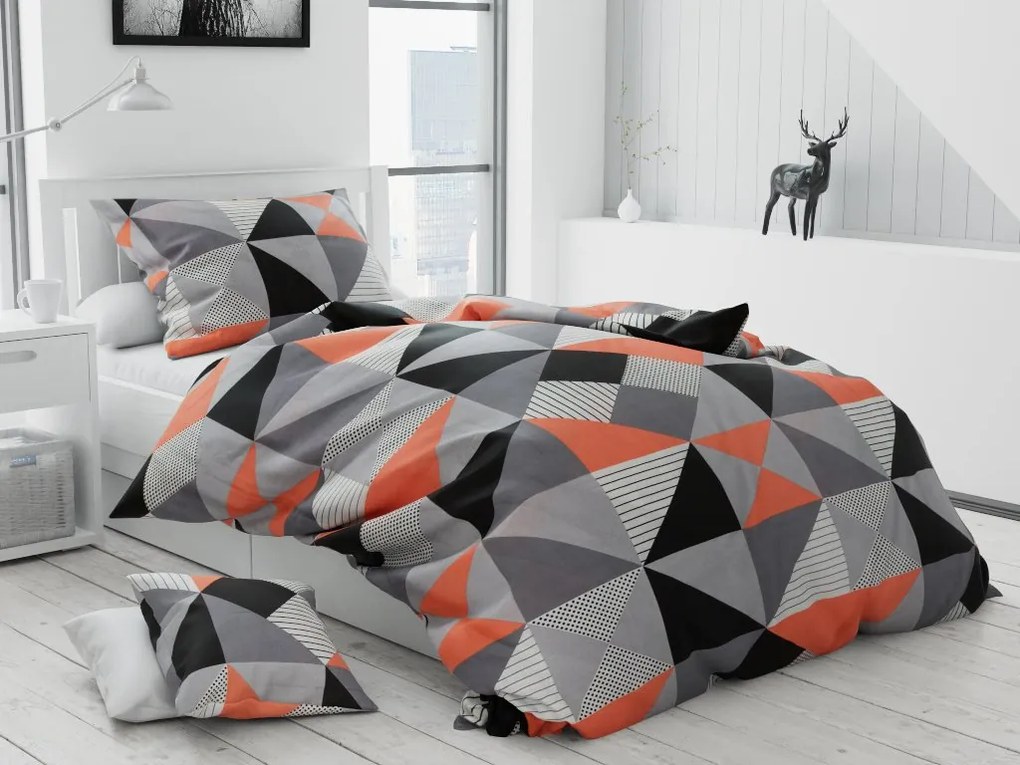 Geo Orange pamut ágynemű DeLuxe Ágynemű mérete: 140x200 cm, A csomag tartalma: Készletcsomagolás