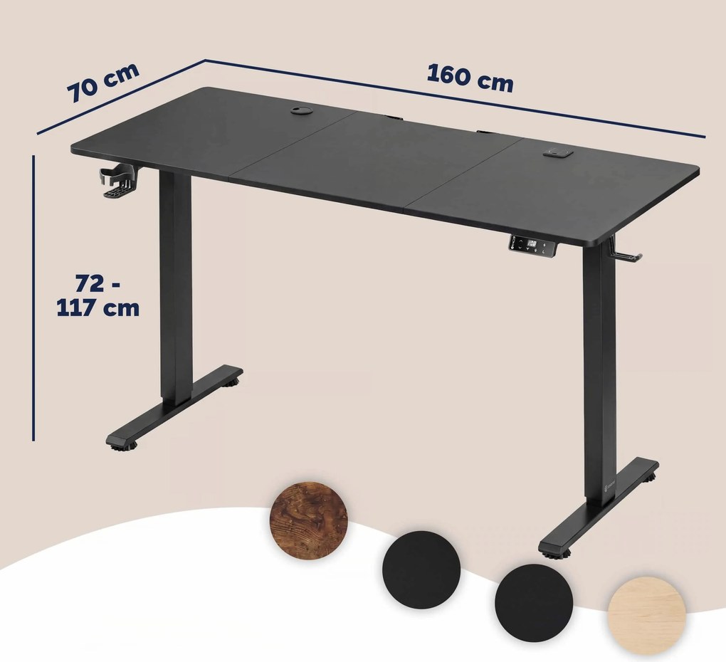 Deuba Magasságban állítható asztal 160 x 75 x 117 cm - fekete