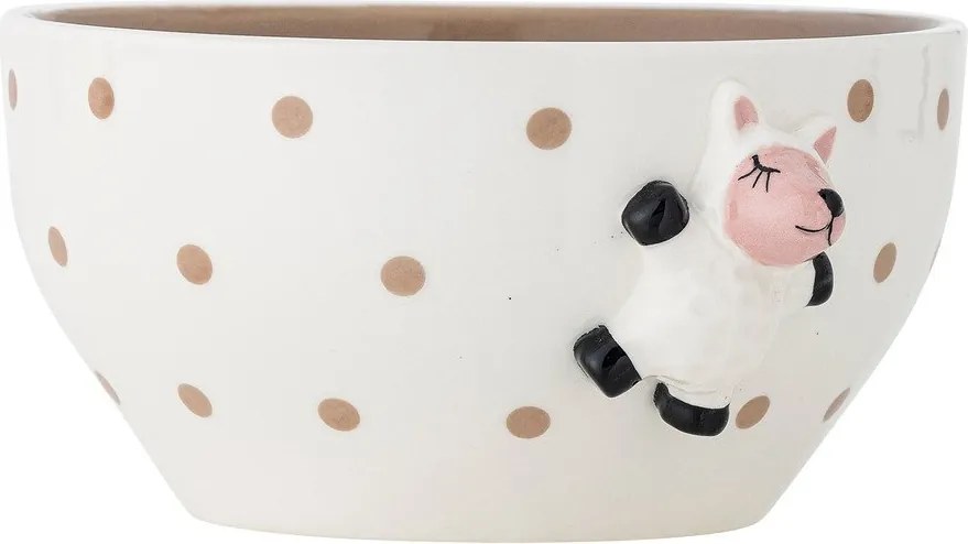 Fehér-barna kőedény gyerek tálka ø 14 cm Dolly – Bloomingville Mini