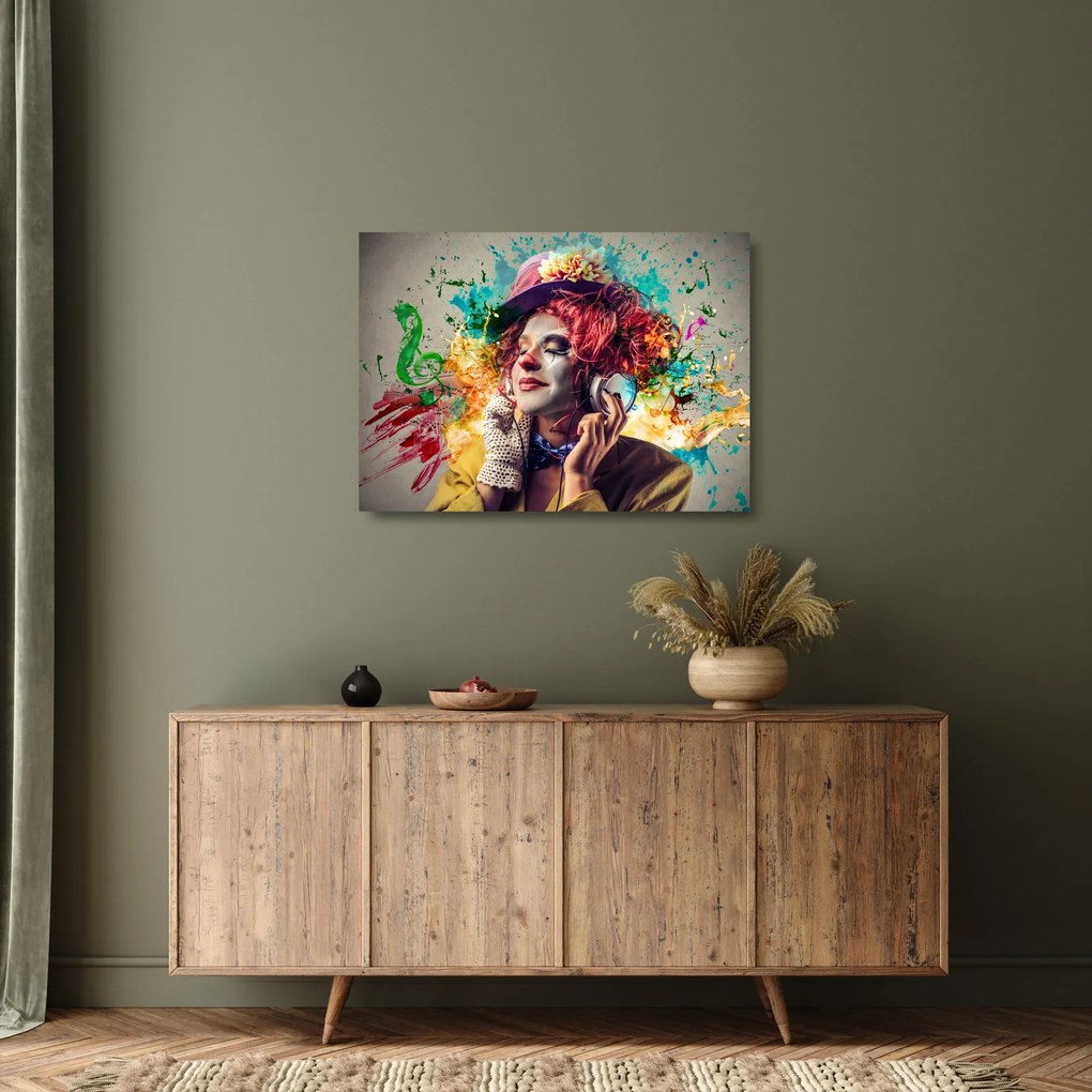 Kép - Női művész fejhallgatóval (üvegen) (70x50 cm)