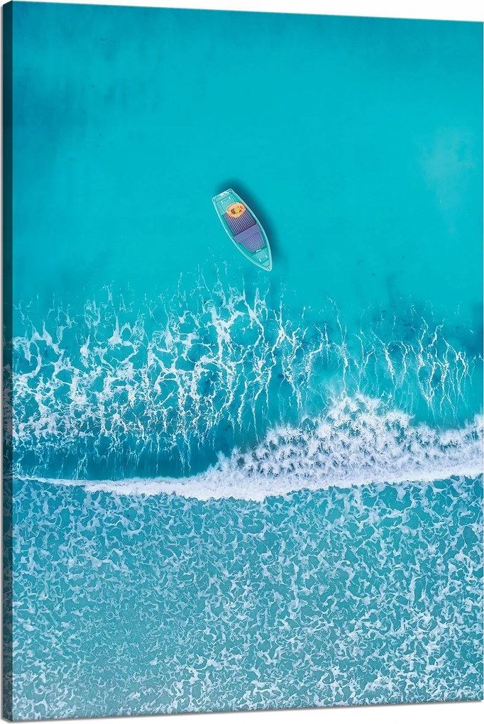 Vászonkép Csónak a tengeren Víz Kék 80x120 cm Ideális ajándék