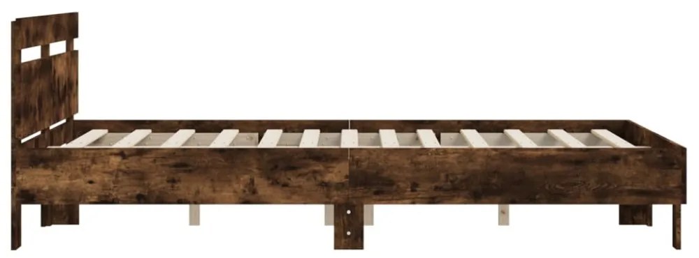 füstös tölgy színű szerelt fa ágykeret fejtámlával 150x200 cm