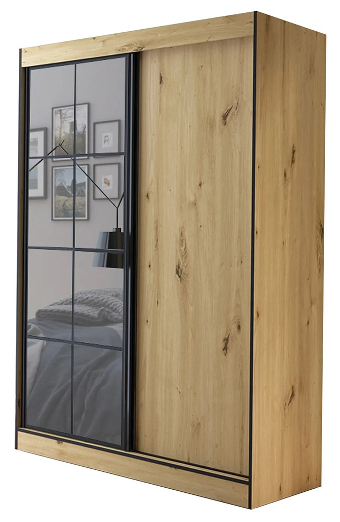 Ruhásszekrény 150 cm Oklahoma 2 (artisan tölgy + fekete). 1043174